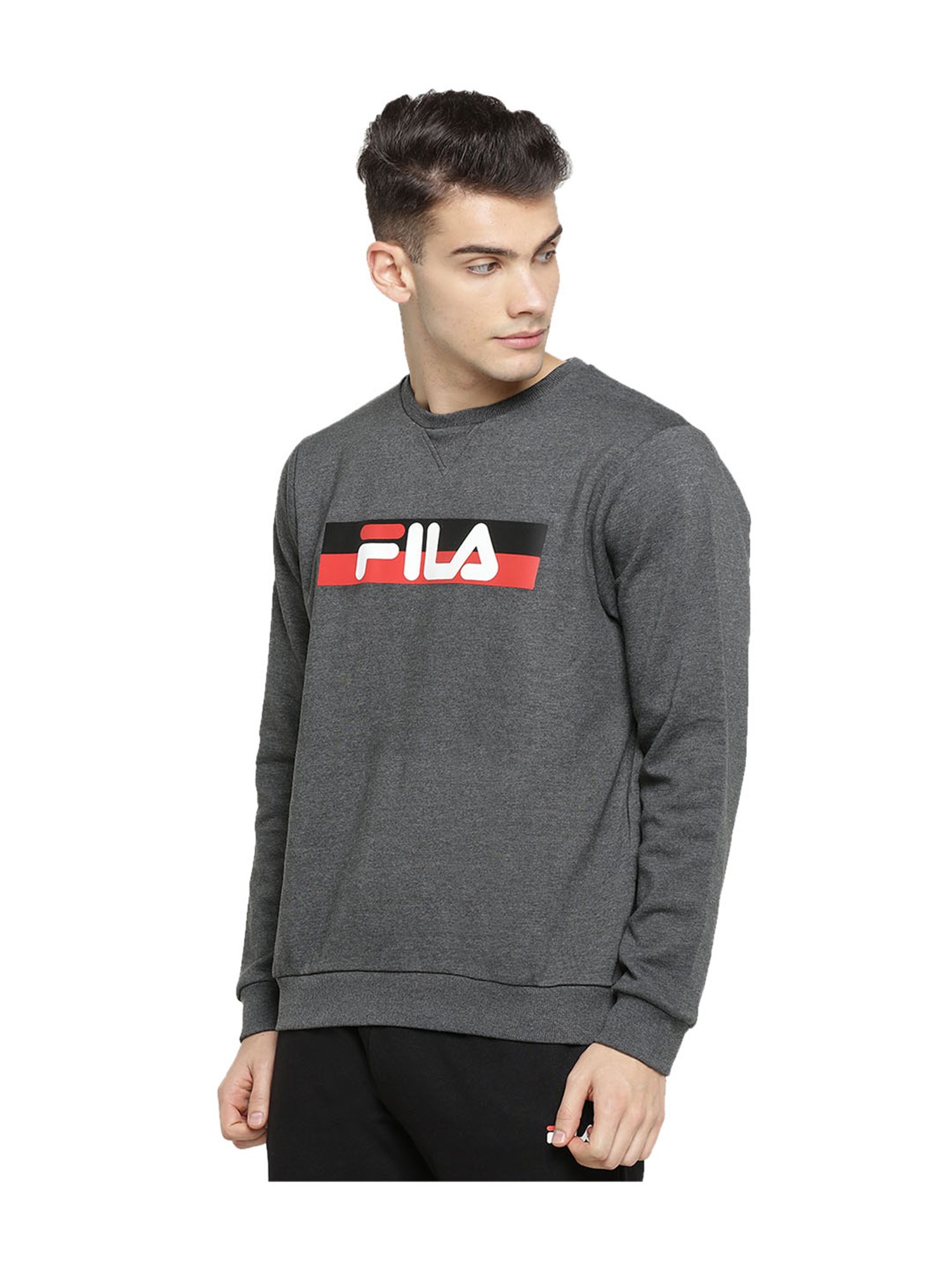 fila full sleeve solid men's sweatshirt