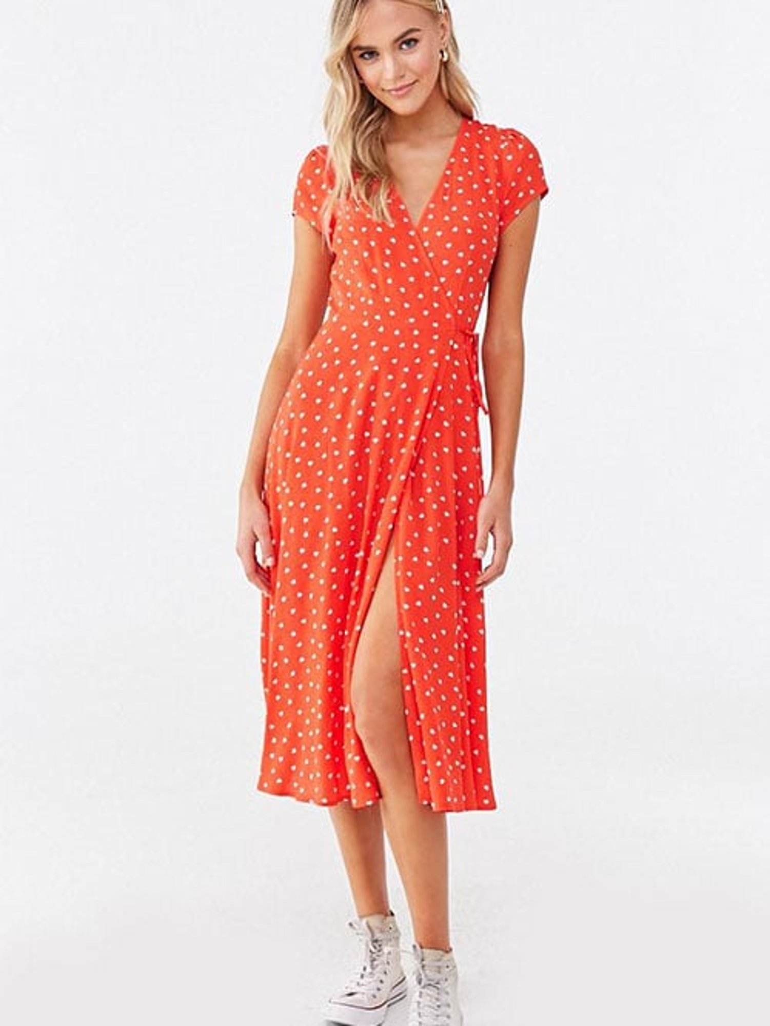 Red and white polka dot dress forever on sale 21