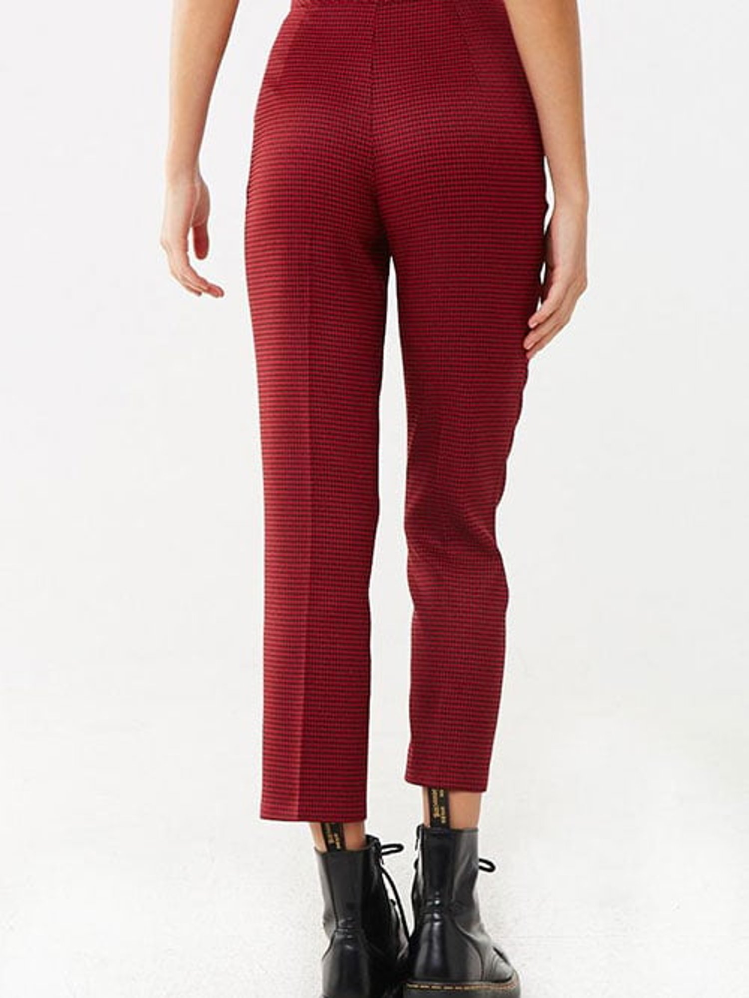 Elegant mens checkered pants red DJP23  Fashionformeneu
