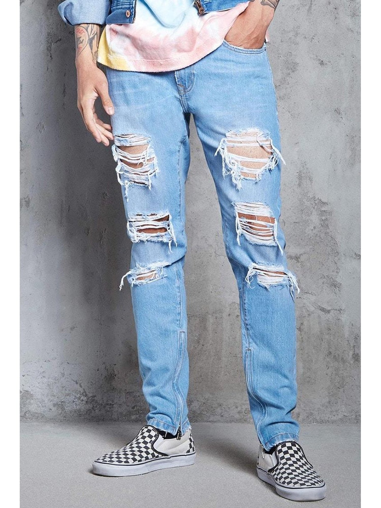 Forever 21 Super ripped jeans, Women's Fashion, Bottoms, Jeans & Leggings  on Carousell