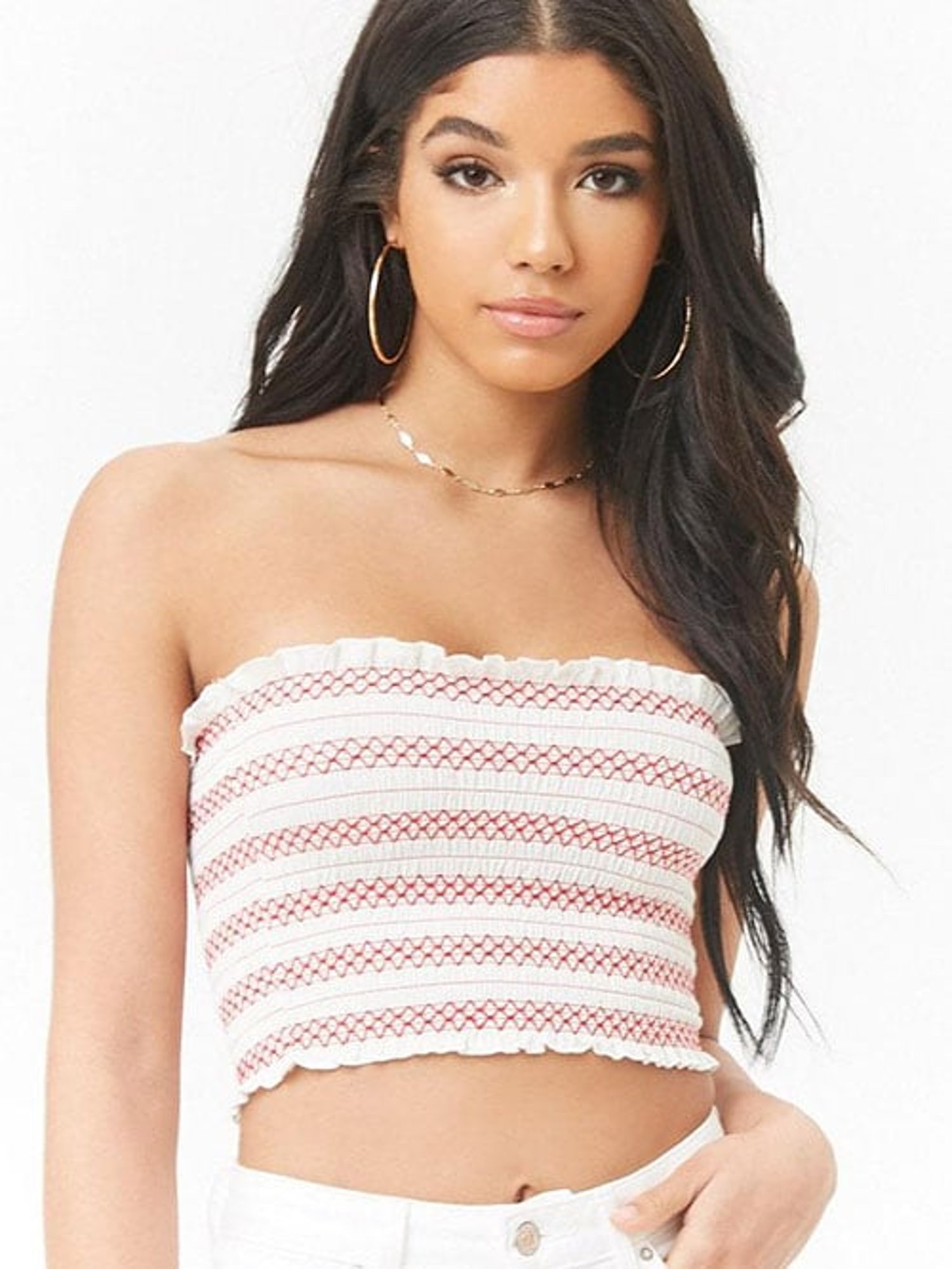 Buy Forever 21 Ivory & Red Striped Tube Top for Women Online