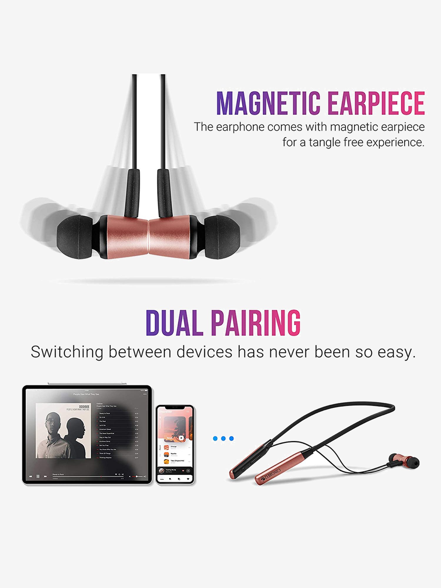 zebronics zeb lark wireless neckband earphone