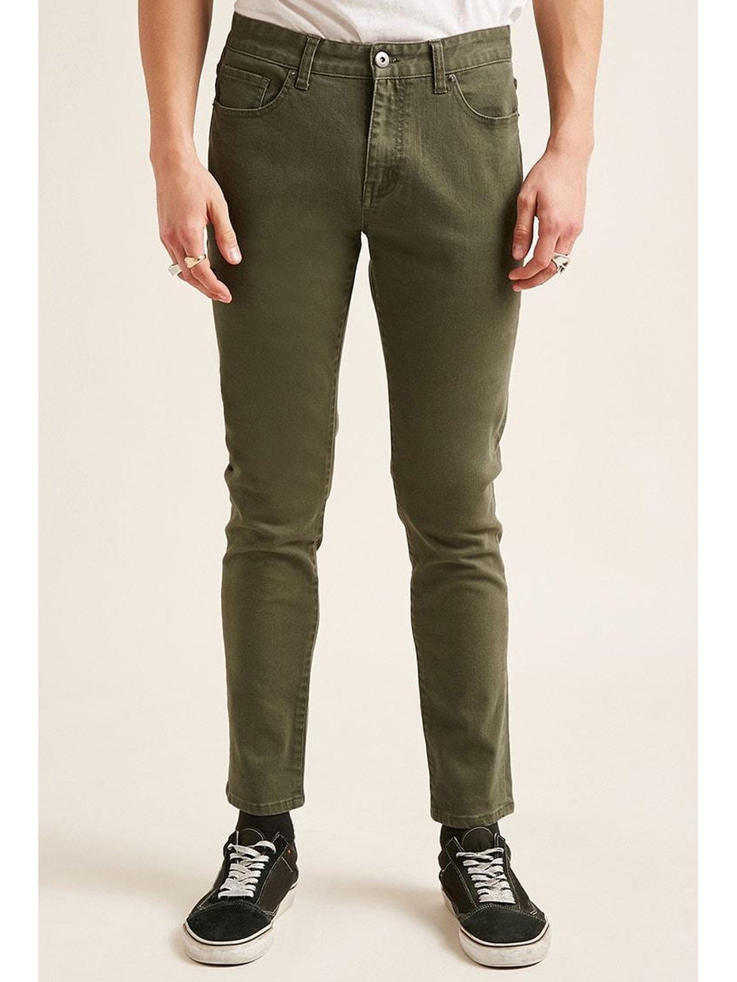Buy Women Olive Green Regular Fit Striped Peg Trousers online  Looksgudin