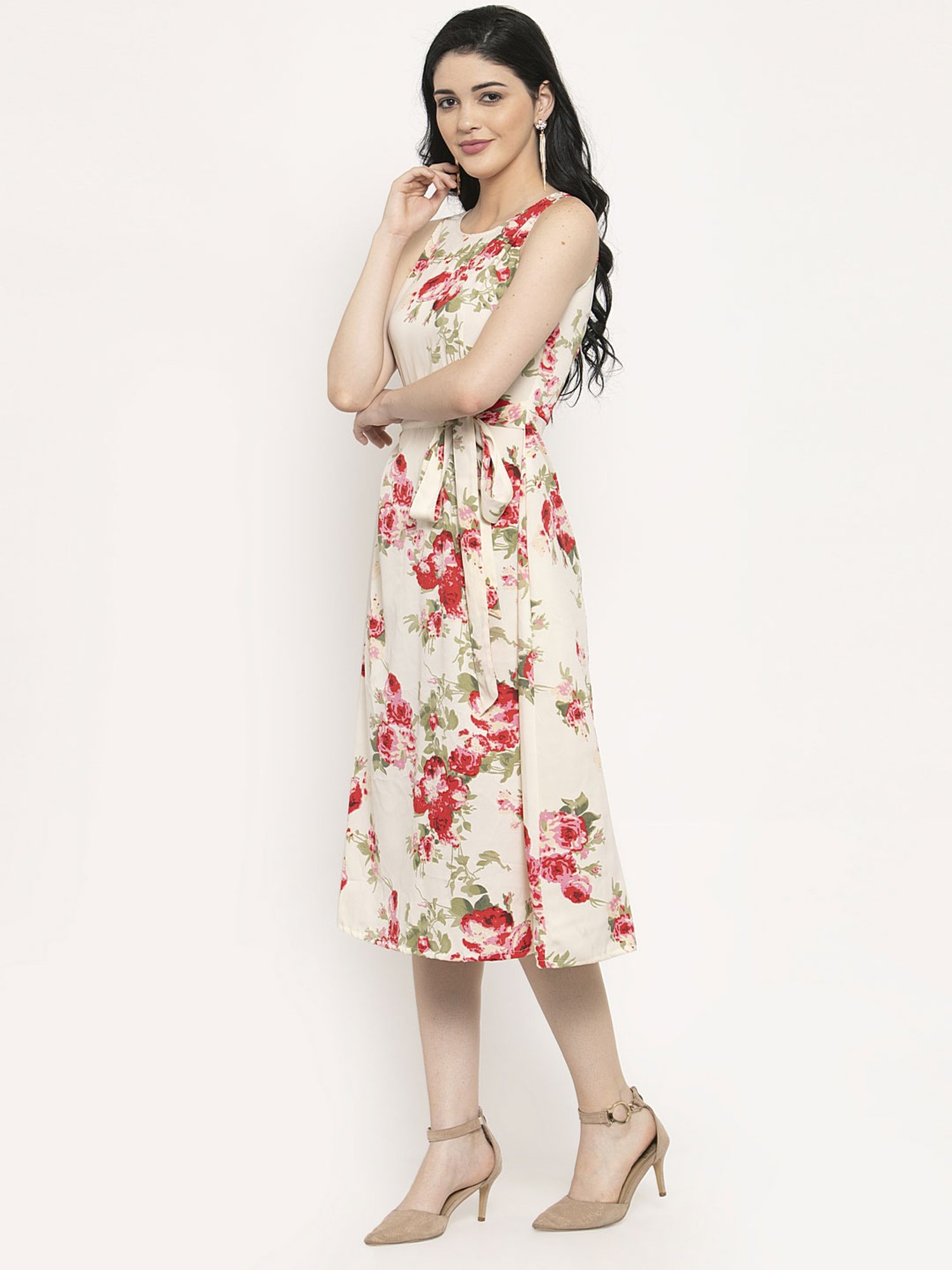 Buy Pluss Off White Floral Print Dress For Women Online Tata Cliq