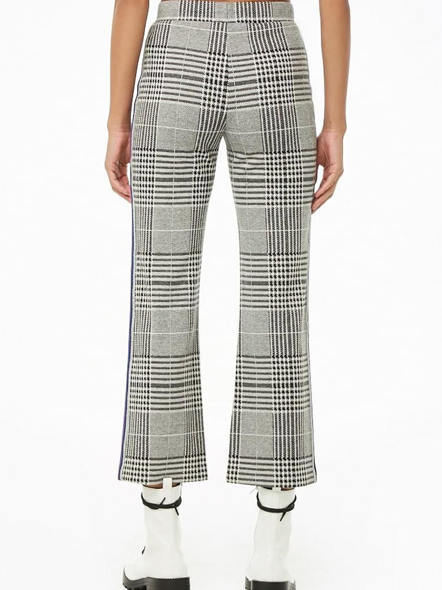 Buy Black Mid Rise Check Ankle Length Pants Online In India
