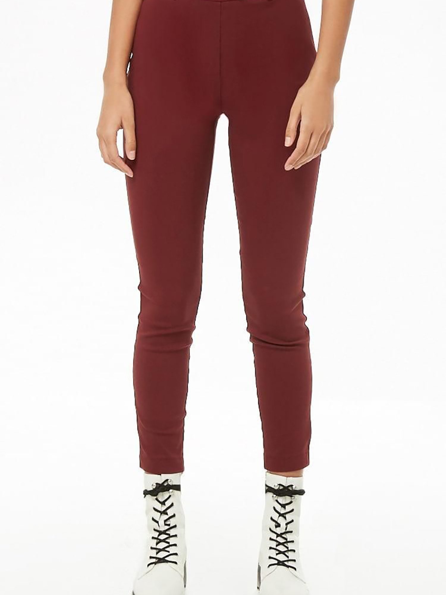 Maroon High Rise Tailored Slim Fit Pants