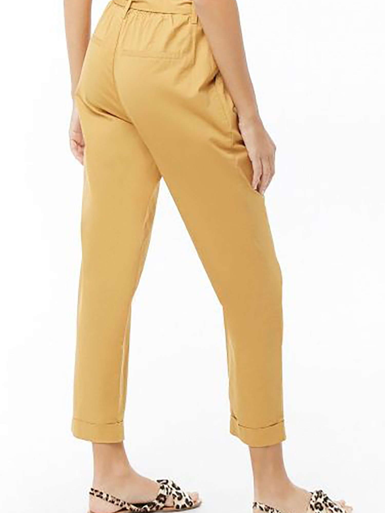 Straight paperbag trousers with high waist, length 29.5