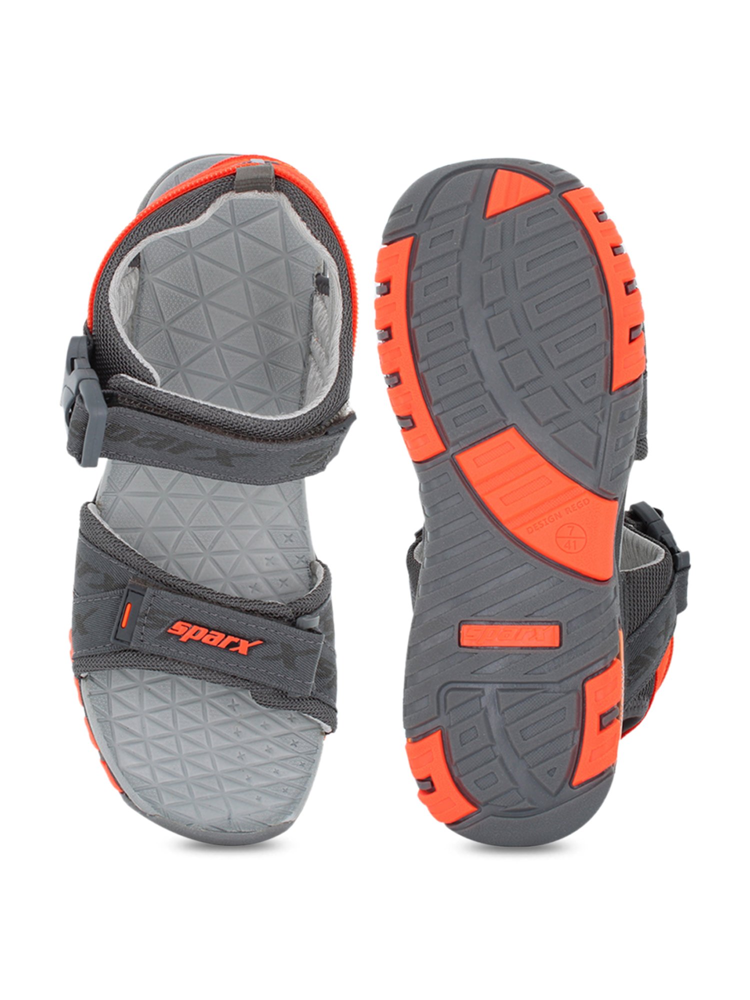 Buy Sparx Dark Grey Neon Orange Floater Sandals for Men at Best