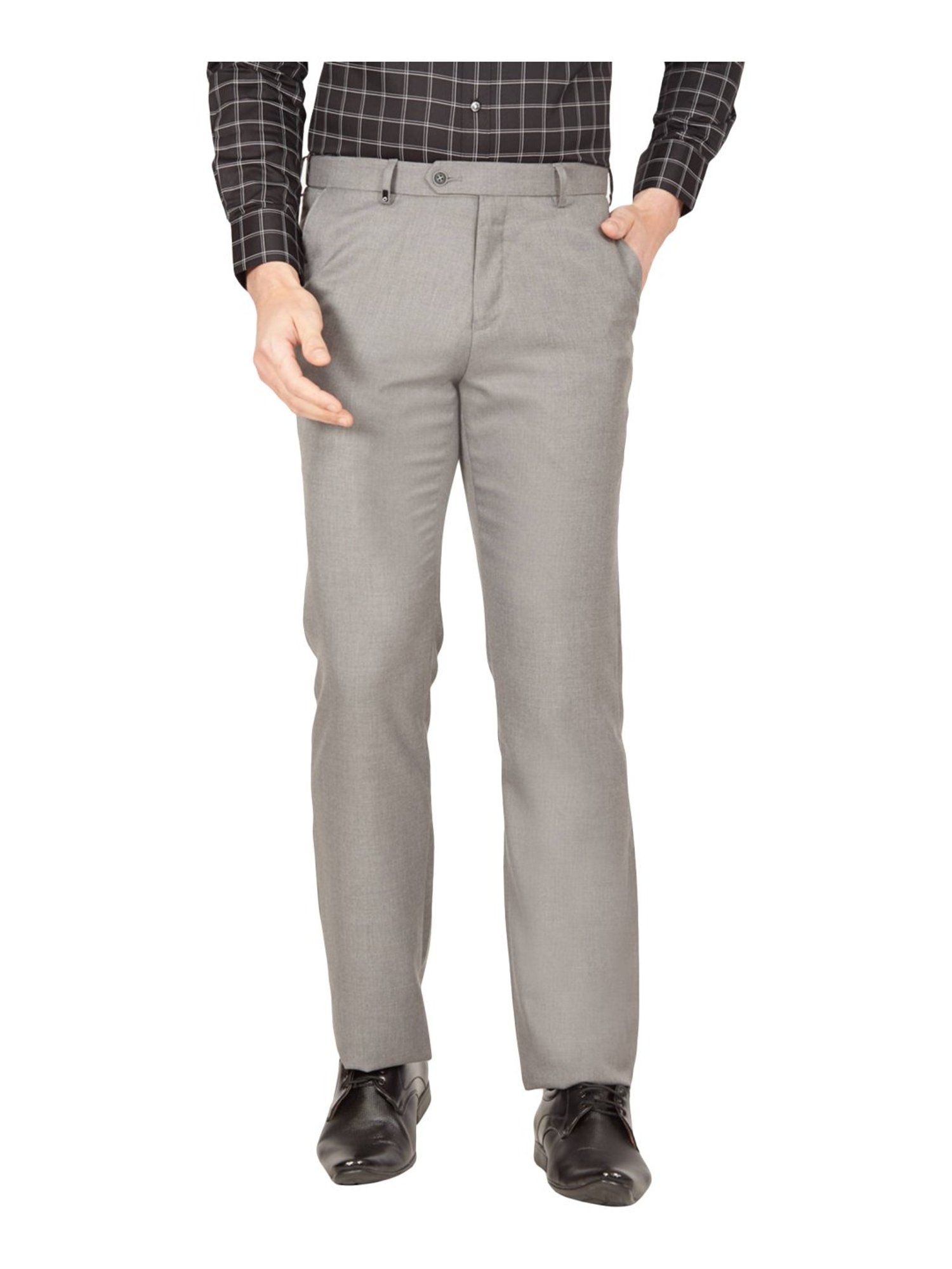 Buy Oxemberg Men Grey Slim Fit Solid Regular Trousers  Trousers for Men  6941688  Myntra