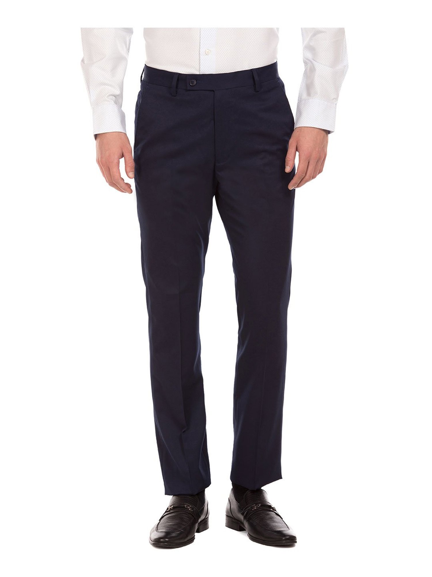 Buy STOP Navy Textured Polyester Viscose Slim Fit Mens Trousers  Shoppers  Stop