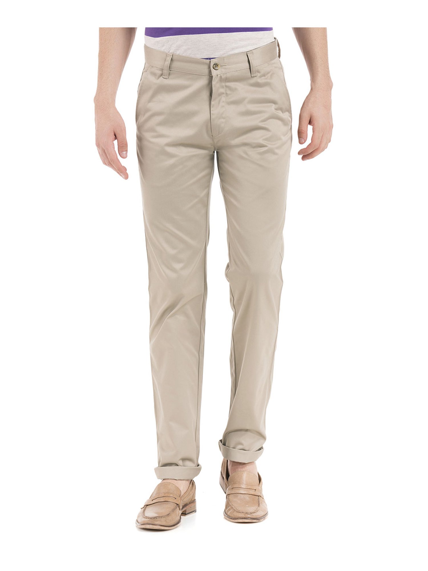 Buy Arrow Men Khaki Mid Rise Solid Formal Trousers  NNNOWcom