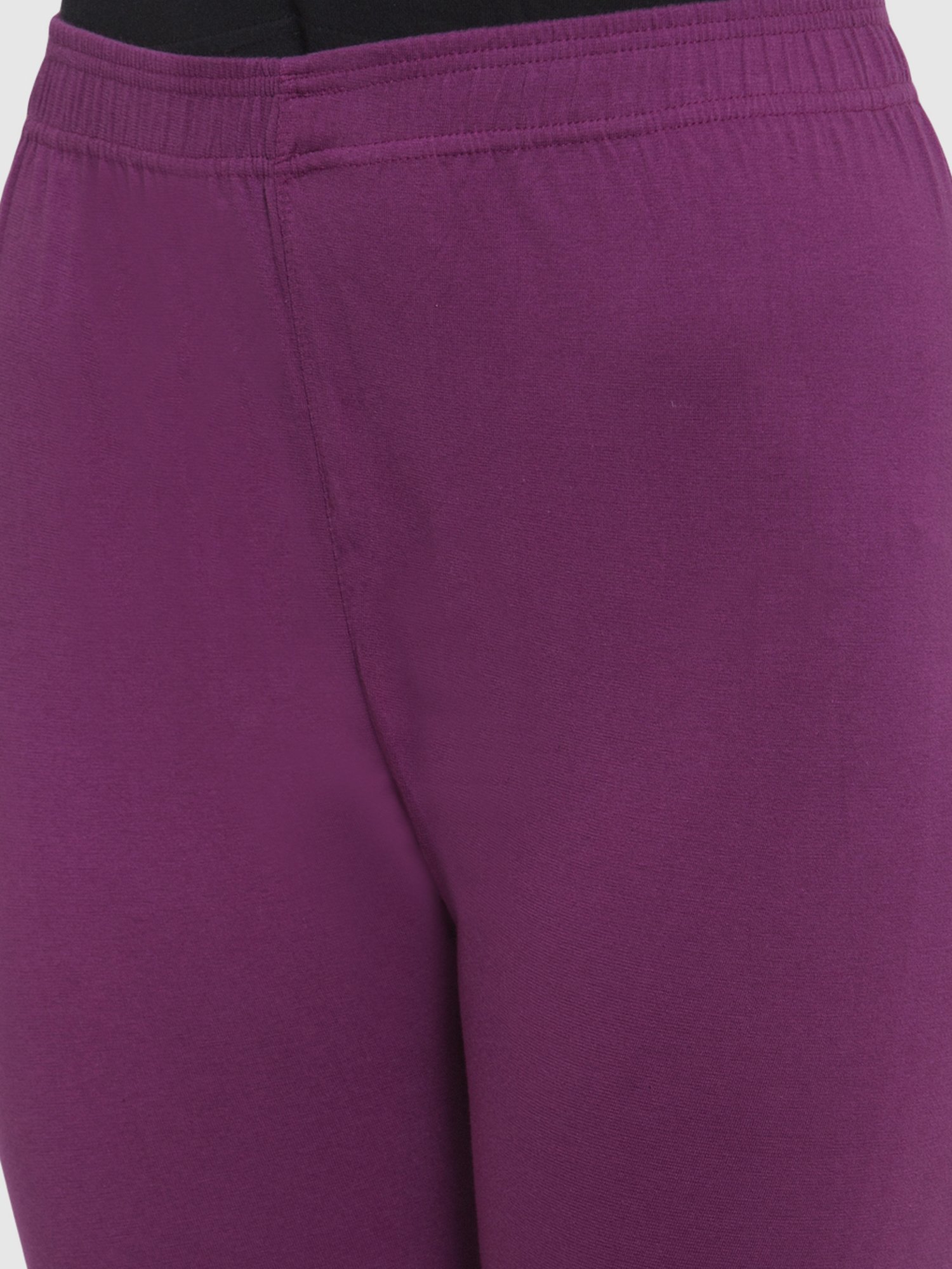 TWIN BIRDS Purple Cotton Ankle Length Leggings