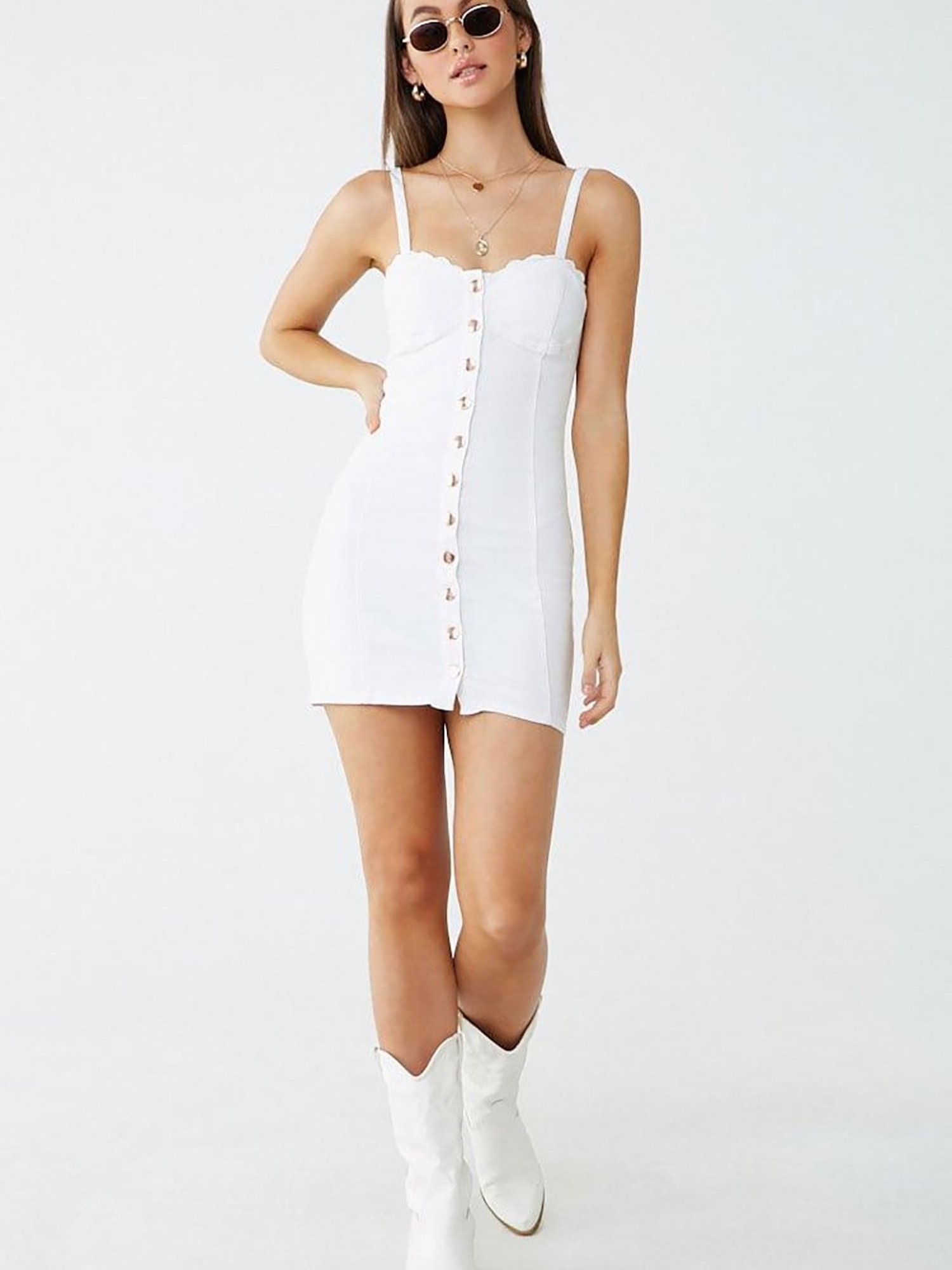 Forever 21 Women's Denim Square-Neck Bodycon Dress in Medium Denim, XL |  CoolSprings Galleria
