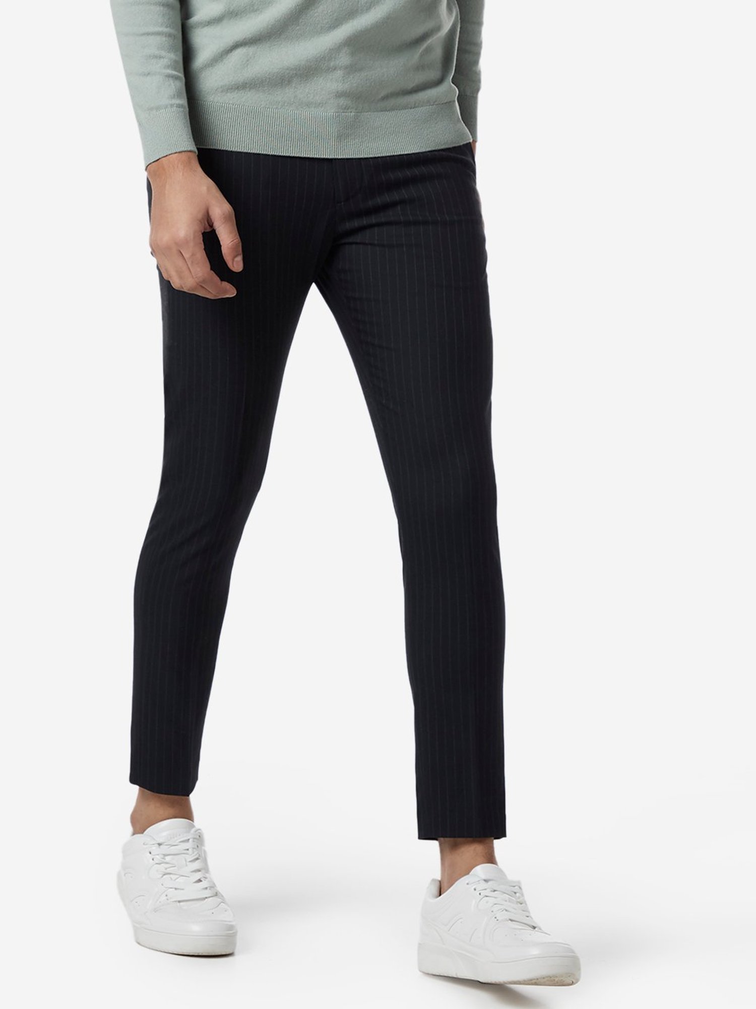 Dunnes Stores  Navy Cotton Rich Cropped Trousers