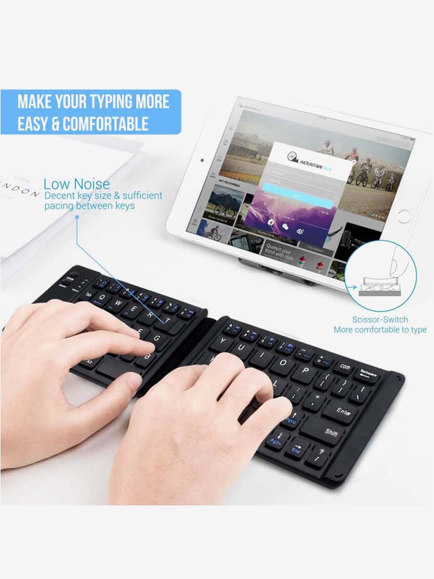 chicklet wireless rechargeable foldable keyboard