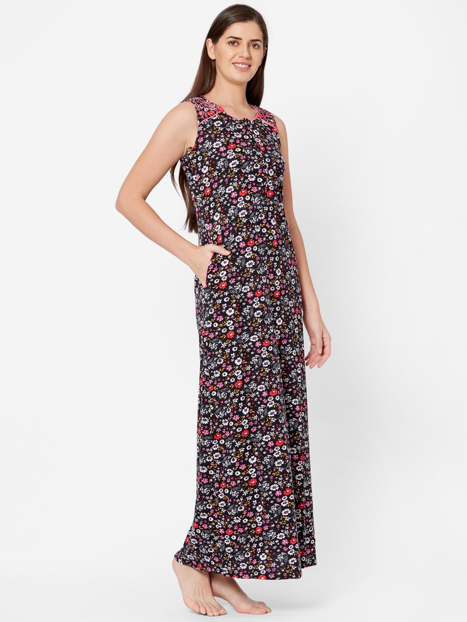 Buy Juliet Black Floral Print Nighty from top Brands at Best Prices Online  in India