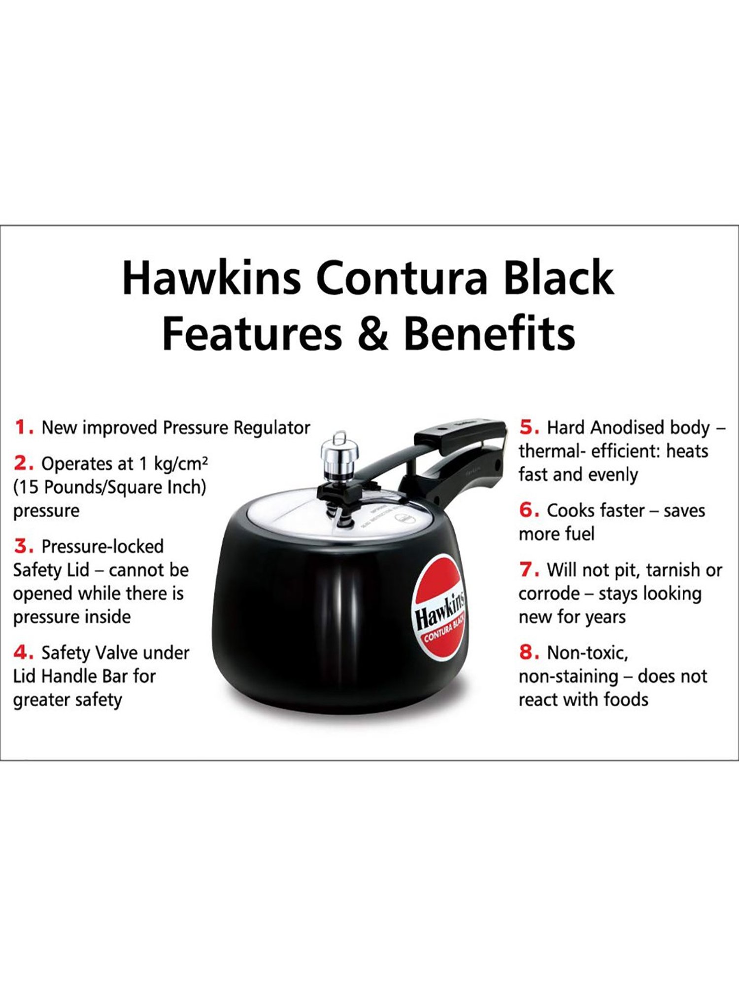 Buy Hawkins Contura Black 3 L Pressure Cooker Set of 1 at Best