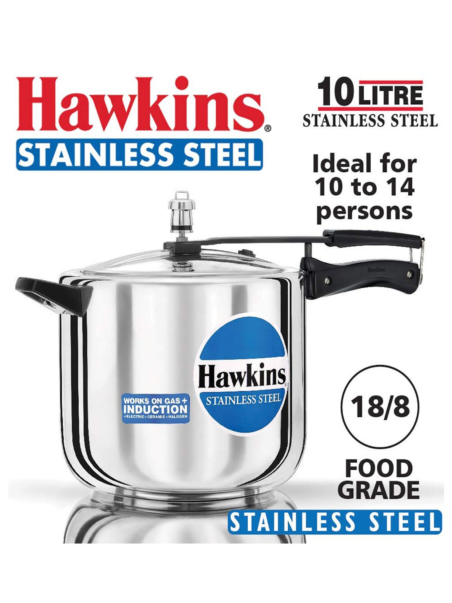 Hawkins stainless steel discount pressure cooker 10 litres