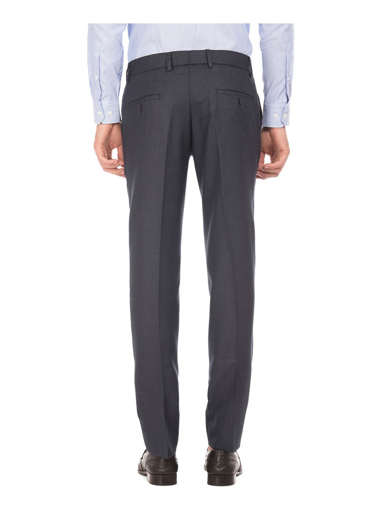 Buy BLACKBERRYS Natural Structured Polyester Viscose Slim Fit Men's Formal  Trouser | Shoppers Stop