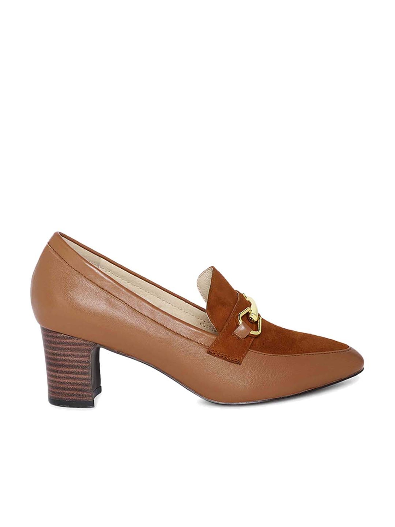 Ghillie Detail Heeled Loafers - Golden Brown Suede | Boden US