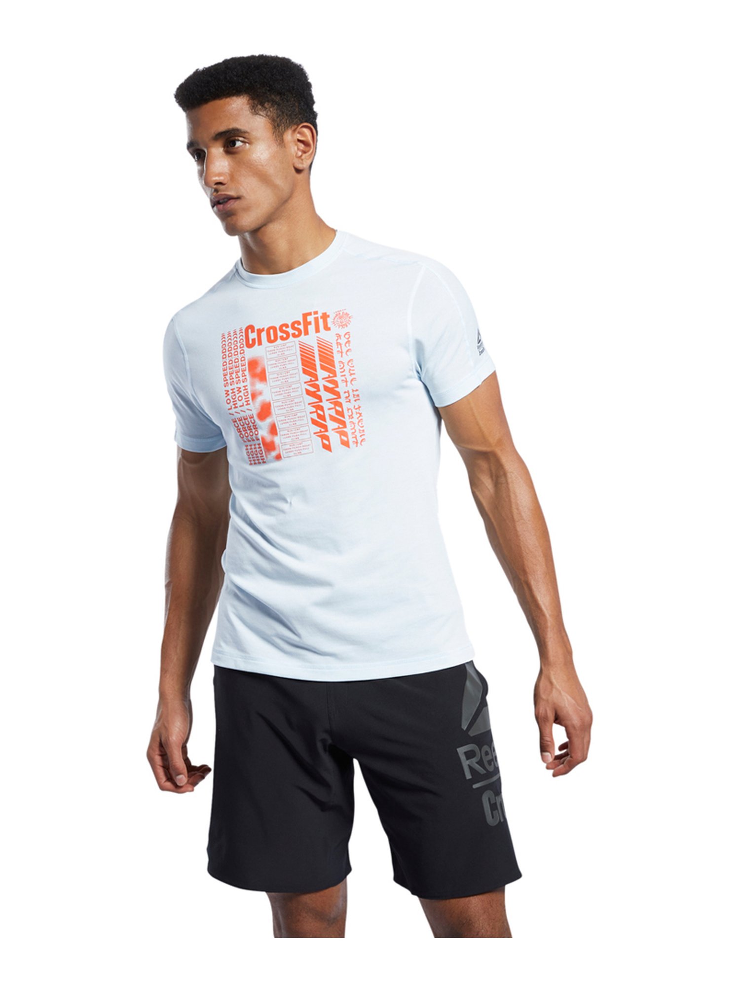 Buy Reebok Sky Blue Slim Fit Self Pattern T-Shirt for Mens Online @ Tata  CLiQ