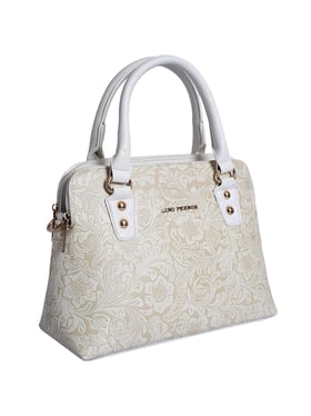 Buy Lino Perros White Beige Textured Medium Handbag For Women At