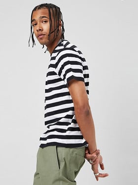 Buy Forever 21 Black & White Striped T-Shirt for Men Online @ Tata CLiQ