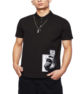 Buy Diesel Black Regular fit T-Mark-S1 Polo T-Shirt for Men Online @ Tata  CLiQ Luxury