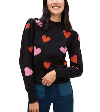 Buy Kate Spade Black Regular Fit Heart Print Sweater for Women Online @  Tata CLiQ Luxury