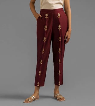 Buy Ancestry Wine Banarasi Brocade Pants Online @ Tata CLiQ Luxury