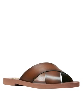 Michael michael kors glenda leather and logo best sale slide sandal