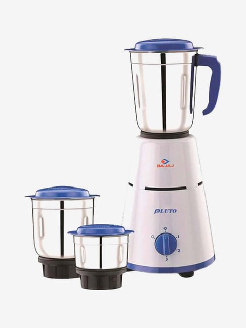 Bajaj Pluto 500 Watt 3 Jar Mixer Grinder (White & Blue)