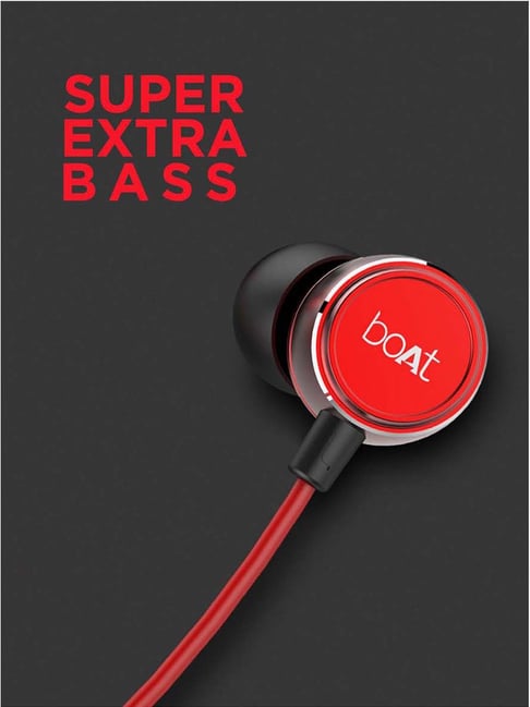 Buy Boat BassHeads 172 Wired Earphones with Mic (Red) Online At Best