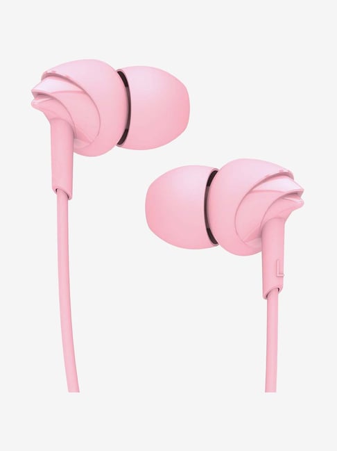 boAt BassHeads 100 T Wired Earphones with Super Extra Bass, Hawk-Inspired Design & Mic (Taffy Pink)