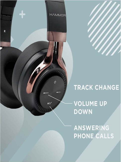 Hammer Bash Over The Ear Bluetooth Headphone With Mic (Black) from Hammer at best prices on Tata 