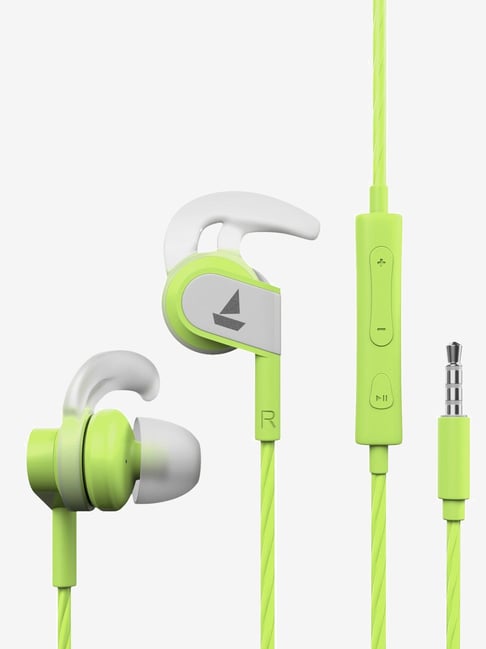 boAt BassHeads 242 T Wired Earphones with Sporty Secure Fit, Stretch Resistance Cable & IPX4 (Lime)