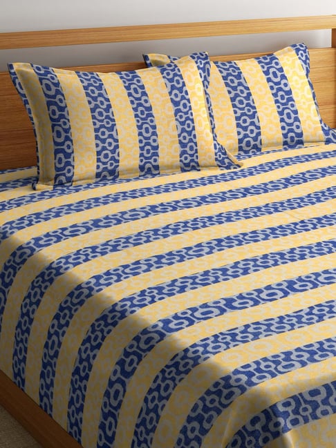 NEUDIS Yellow Blue Jacquard Cotton Pillow Cover Standard Size Set of 2