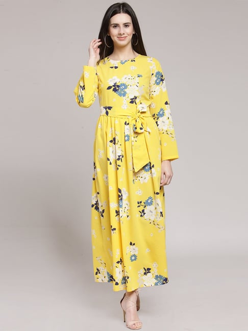 PlusS Yellow Printed Maxi Dress