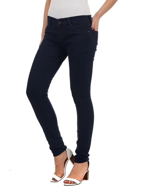 Angelfab Dark Blue Cotton Skinny Fit High Rise Jeans