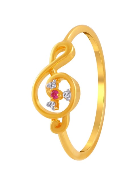 P. C. Chandra Jewellers 18 KT Yellow Gold and Diamond Ring for Women :  Amazon.in: Fashion