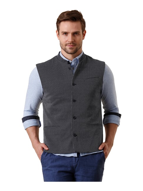 true blue nehru jacket