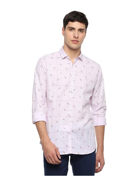 Van Heusen Pink Slim Fit Printed Shirt