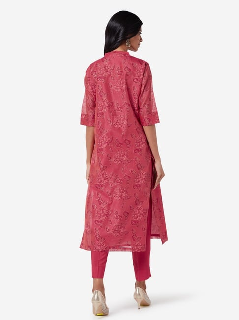 Buy Vark by Westside Red Floral Kurta With Ethnic Pants Set for Women ...