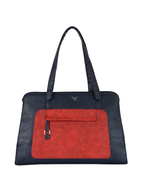 Baggit Mendes Dora Navy & Red Color Block Large Shoulder Handbag