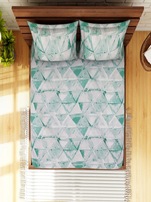 Buy Welhome Lapiazza Green Polyester 200 TC Bed Sheet Set at Best Price Tata CLiQ