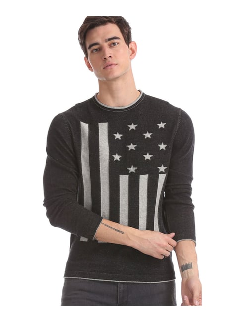 U S Polo Assn U.S. Polo Assn. Black Printed Sweater