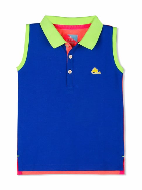 Cherry Crumble By Nitt Hyman Kids Royal Blue Solid Polo T-Shirt