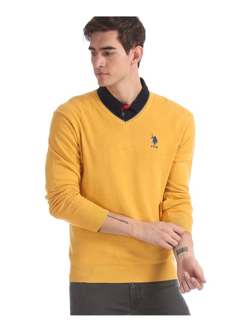 U S Polo Assn U.S. Polo Assn. Yellow Regular Fit Sweater