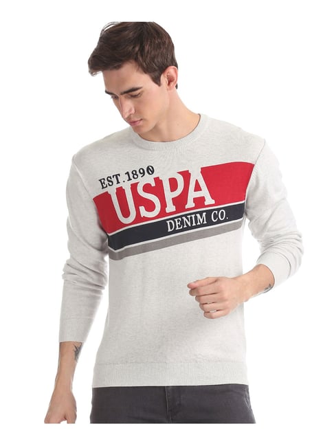 U S Polo Assn U.S. Polo Assn. Off White Printed Sweater