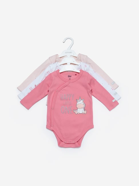 Buy Baby HOP by Westside Pink Onesies Set Of Five for Infant Girls